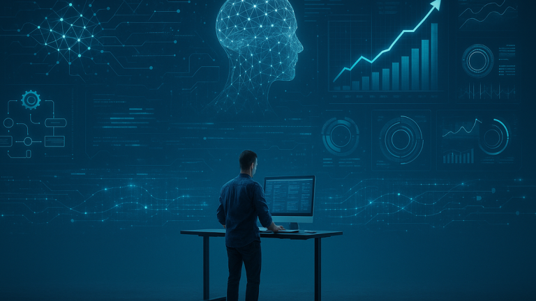 Emprendedores usando inteligencia artificial y herramientas digitales para mejorar su rendimiento.