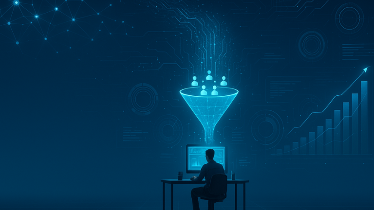 Infografía de embudos de ventas en multinivel, resaltando fases como conciencia, interés, decisión y acción.