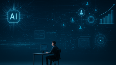 Emprendedor en un entorno digital optimizando su negocio de multinivel.