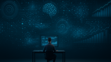 Emprendedor trabajando con herramientas digitales en un entorno de multinivel.