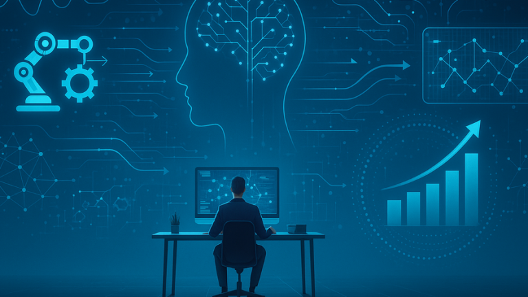Gráficos que representan la automatización y el marketing digital en un entorno empresarial.
