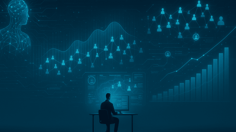 Emprendedores digitales discutendo sobre el futuro del multinivel, utilizando tecnología y estrategias efectivas.