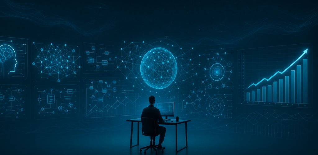 Imagen de un equipo de multinivel trabajando juntos con herramientas digitales.