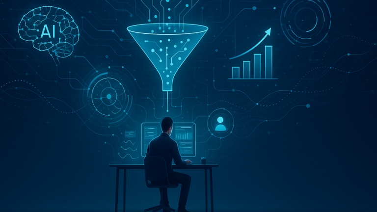 Gráfico de automatización de generación de leads con inteligencia artificial y marketing digital.