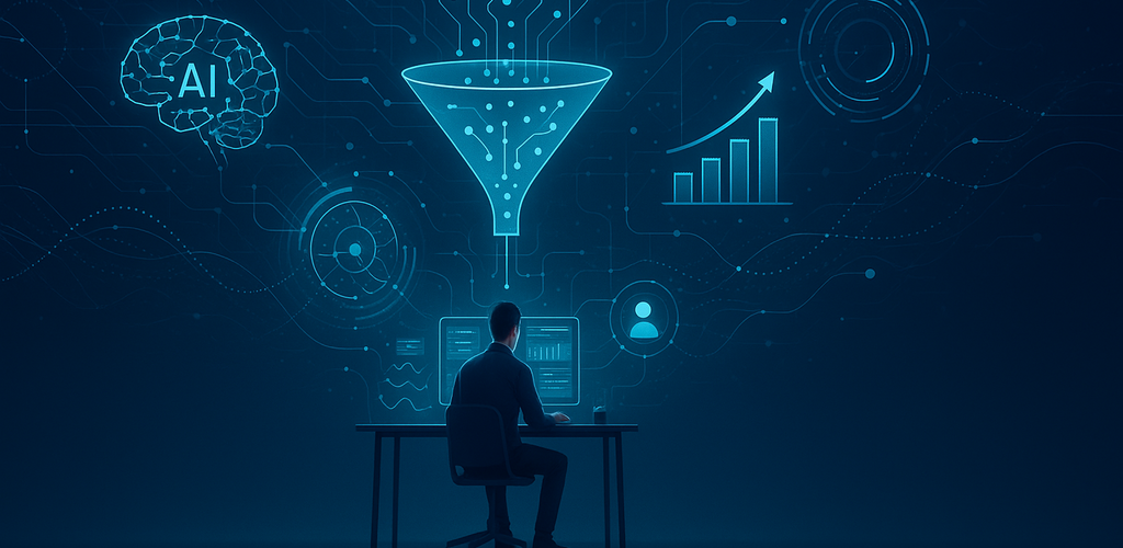Gráfico de automatización de generación de leads con inteligencia artificial y marketing digital.