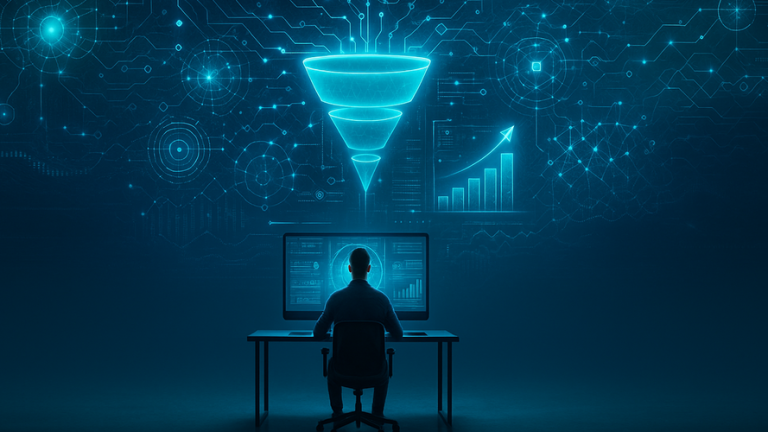Diagrama de embudo de ventas para marketing en redes, mostrando las etapas del proceso